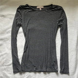 Vintage Aesthetic Striped Top Grunge Fairycore Casual Long Sleeve T Shirt y2k Women Clothes 2000s Tee Autumn Streetwear