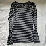 Vintage Aesthetic Striped Top Grunge Fairycore Casual Long Sleeve T Shirt y2k Women Clothes 2000s Tee Autumn Streetwear
