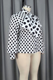 Pbong - White Casual Dot Print Turtleneck Tops