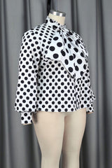 Pbong - White Casual Dot Print Turtleneck Tops