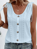 Women's Tank Top Light Blue claret Black Plain Button Sleeveless Daily Weekend Basic U Neck Regular S