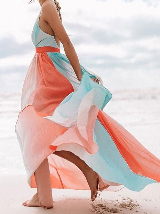 Women's Casual Dress Swing Dress Long Dress Maxi Dress Rainbow colors Sleeveless Spring Summer S M L XL XXL