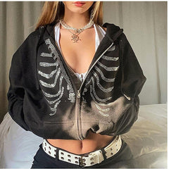Spicy Girls Punk & Gothic Y2K Year 2000 Zip-Up Hoodie Women's Japanese Cosplay Costumes Black / Red / Jacket