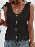 Women's Tank Top Light Blue claret Black Plain Button Sleeveless Daily Weekend Basic U Neck Regular S