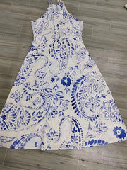 Women's Casual Dress Tank Dress Summer Dress Floral Print Halter Long Dress Maxi Dress Fashion Streetwear Daily Holiday Sleeveless Regular Fit Blue Summer S M L XL XXL