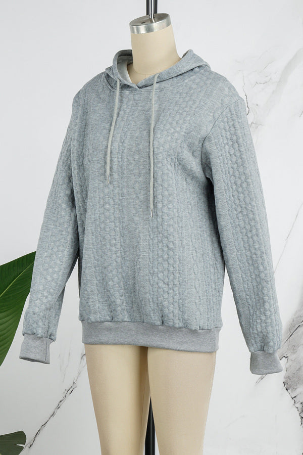 Pbong - Grey Casual Solid Basic Hooded Collar Tops