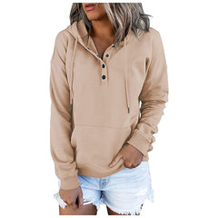 Women's Hoodie Button Pocket Solid Colored Basic Hooded Standard Winter Wine Red Green Black Blue Pink