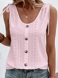 Women's Tank Top Light Blue claret Black Plain Button Sleeveless Daily Weekend Basic U Neck Regular S