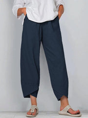 Women's Linen Pants Chinos Pants Trousers Cotton Black Navy Blue Green Mid Waist Fashion Casual Weekend Side Pockets Ankle-Length Comfort Plain S M L XL 2XL