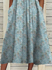 Women's Casual Dress Summer Dress Print Dress Graphic Floral Ruched Button V Neck Midi Dress Fashion Mature Daily Vacation Short Sleeve Regular Fit Blue Dark Blue Summer Spring S M L XL XXL