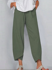 Women's Linen Pants Chinos Pants Trousers Cotton Black Navy Blue Green Mid Waist Fashion Casual Weekend Side Pockets Ankle-Length Comfort Plain S M L XL 2XL