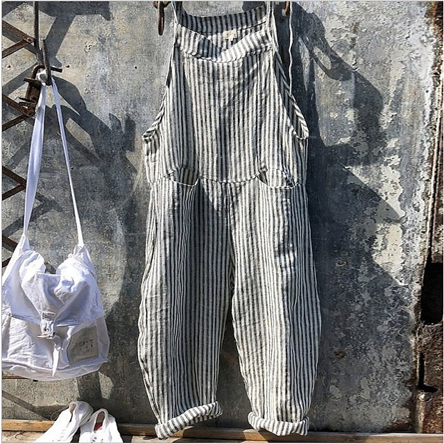 Women's Casual Streetwear School Casual Daily  Black and white plaid Blue and white plaid Yellow plaid Loose Overall Stripes Lattice