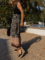 Women's Swing Long Skirt Maxi Polyester Black Light Green Blue Purple Skirts Ruffle Print Fashion coastal grandma style Boho Street Vacation S M L