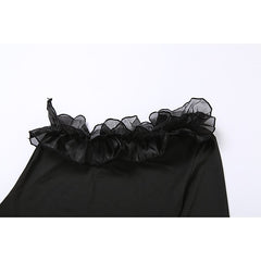Goth Girl Sexy Y2K Year 2000 Bodysuit Women's Ruffle Japanese Cosplay Costumes Black