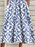 Women's Casual Dress Shift Dress Midi Dress Blue Short Sleeve Geometric Pocket Spring Summer V Neck Basic Daily Vacation Summer Dress S M L XL XXL 3XL