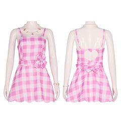 Doll Barbiecore Movie Outfits Pink Gingham Dress with Accessories Y2K Retro Vintage Women's Cosplay Costume Halloween Carnival Masquerade
