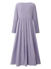 Women's Casual Dress Summer Dress Pleated Dress Plain Ruched Button V Neck Midi Dress Fashion Mature Outdoor Street Half Sleeve Loose Fit White Purple Green Summer Spring S M L XL XXL