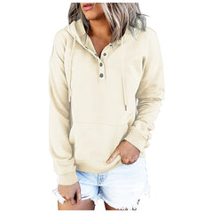 Women's Hoodie Button Pocket Solid Colored Basic Hooded Standard Winter Wine Red Green Black Blue Pink