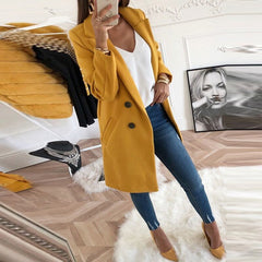Women Woollen Blends Overcoats Autumn Winter Long Sleeve Casual Oversize Outwear Jackets Coat Plus Size3XL FZ239