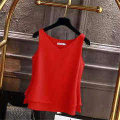 Pbong mid size graduation outfit romantic style90s latina aesthetic freaknik tomboy swaggy going out classic edgy brunch Fashion Brand Women's blouse Tops Summer sleeveless Chiffon shirt Solid V-neck Casual blouse Plus Size 5XL Loose Female Top