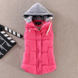 Plus Size 6XL Autumn Woman Winter Warm Down Vests Female Oversized Thick Women Removable Hooded Waistcoat