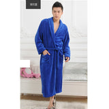 Women Men Flannel Bath Robe Sleepwear Autumn Winter Solid Plush Couple Bathrobe Thick Warm Female Robe Dropshipping