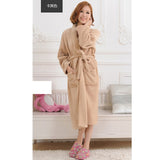 Women Men Flannel Bath Robe Sleepwear Autumn Winter Solid Plush Couple Bathrobe Thick Warm Female Robe Dropshipping