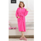 Women Men Flannel Bath Robe Sleepwear Autumn Winter Solid Plush Couple Bathrobe Thick Warm Female Robe Dropshipping