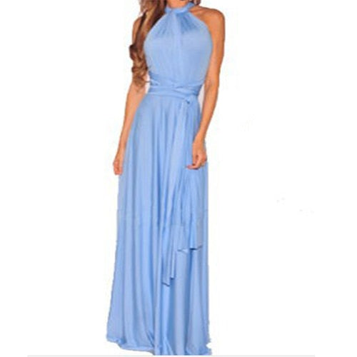 Sexy Long Dress Bridesmaid Formal Multi Way Wrap Convertible Infinity Maxi Dress Navy Blue Hollow Out Party Bandage Vestidos