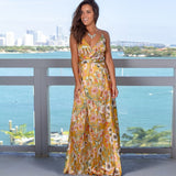 Women&#39;s Sling Floral Long Dresses arrival Summer Boho V-Neck Sleeveless  Party Beach Floarl Print  Maxi Dress Casual Sundress