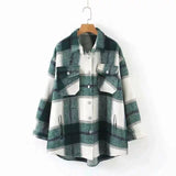 Wixra Womens Plaid Shirt Jacket Coat Ladies Pockets Thick Turn Down Collar Plus Size Female Outerwear