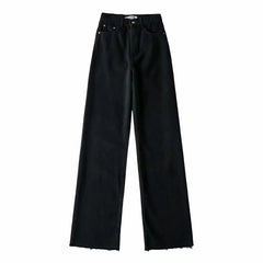Wide Leg Pant Women Jeans Autumn Winter High Waist Slouchy Black Straight Leg Denim Trouser Fall Casual High Street Clothes