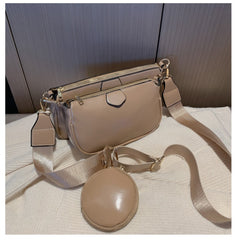 Fashion Solid Color PU Leather Shoulder Messenger Bag Casual Crossbody Bags Women Handbags Tote Bag 3 Sets Evening Clutch Purse