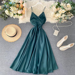 New Summer Women Sexy V Neck High Waist A-line Party Tank Sundress Elegant Bandage Bow Long Dress Vestidos Multicolour
