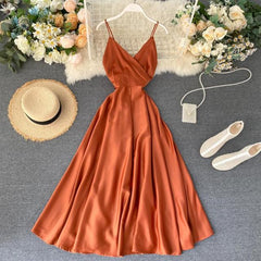 New Summer Women Sexy V Neck High Waist A-line Party Tank Sundress Elegant Bandage Bow Long Dress Vestidos Multicolour