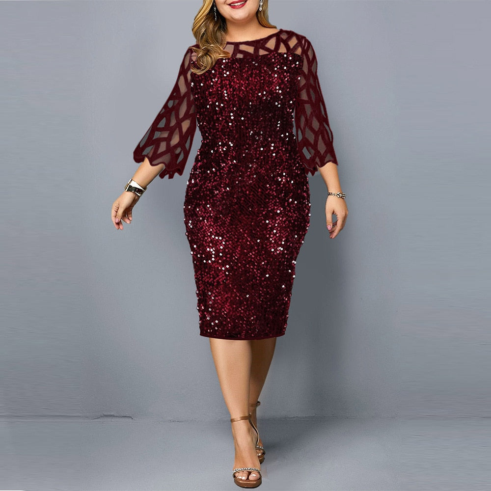Pbong Plus Size Women's Summer Dress Elegant Sequin Birthday Party Dre Pbong Plus Size Women's Summer Dress Elegant Sequin Birthday Party Dre