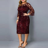 Pbong Plus Size Women's Summer Dress Elegant Sequin Birthday Party Dresses For Women New Casual Dress Wedding Evening Outfits 5XL