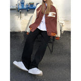 Brown Jacket Baseball Bomber Female Men Zip Up Jacket Women Clothing Harajuku Plus Size Streetwear Outerwear Goth Japanese
