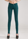 Pants Women Elastic Pencil Jeans Pants Candy Colored Mid Waist Zipper Slim Fit Skinny Full Length Female Trouser Pants For Woman