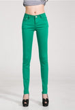 Pants Women Elastic Pencil Jeans Pants Candy Colored Mid Waist Zipper Slim Fit Skinny Full Length Female Trouser Pants For Woman