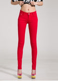 Pants Women Elastic Pencil Jeans Pants Candy Colored Mid Waist Zipper Slim Fit Skinny Full Length Female Trouser Pants For Woman