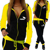 Printed Tracksuit Women 2 Piece Set Zipper Sweatshirt+Pants Sportwear Women's Sports Suit Hooded Hoodies Set Female Clothes