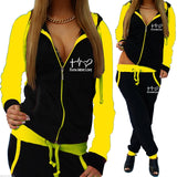 Printed Tracksuit Women 2 Piece Set Zipper Sweatshirt+Pants Sportwear Women's Sports Suit Hooded Hoodies Set Female Clothes