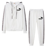 Printed Tracksuit Women 2 Piece Set Zipper Sweatshirt+Pants Sportwear Women's Sports Suit Hooded Hoodies Set Female Clothes