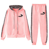 Printed Tracksuit Women 2 Piece Set Zipper Sweatshirt+Pants Sportwear Women's Sports Suit Hooded Hoodies Set Female Clothes