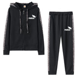 Printed Tracksuit Women 2 Piece Set Zipper Sweatshirt+Pants Sportwear Women's Sports Suit Hooded Hoodies Set Female Clothes