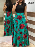 Plus Size Women&#39;s Summer Print Stitching Flower Long Banquet Dress Bodycon Dress Elegant Sexy Woman Super Long Dress