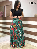 Plus Size Women&#39;s Summer Print Stitching Flower Long Banquet Dress Bodycon Dress Elegant Sexy Woman Super Long Dress