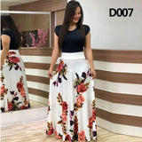 Plus Size Women&#39;s Summer Print Stitching Flower Long Banquet Dress Bodycon Dress Elegant Sexy Woman Super Long Dress
