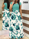 Plus Size Women&#39;s Summer Print Stitching Flower Long Banquet Dress Bodycon Dress Elegant Sexy Woman Super Long Dress
